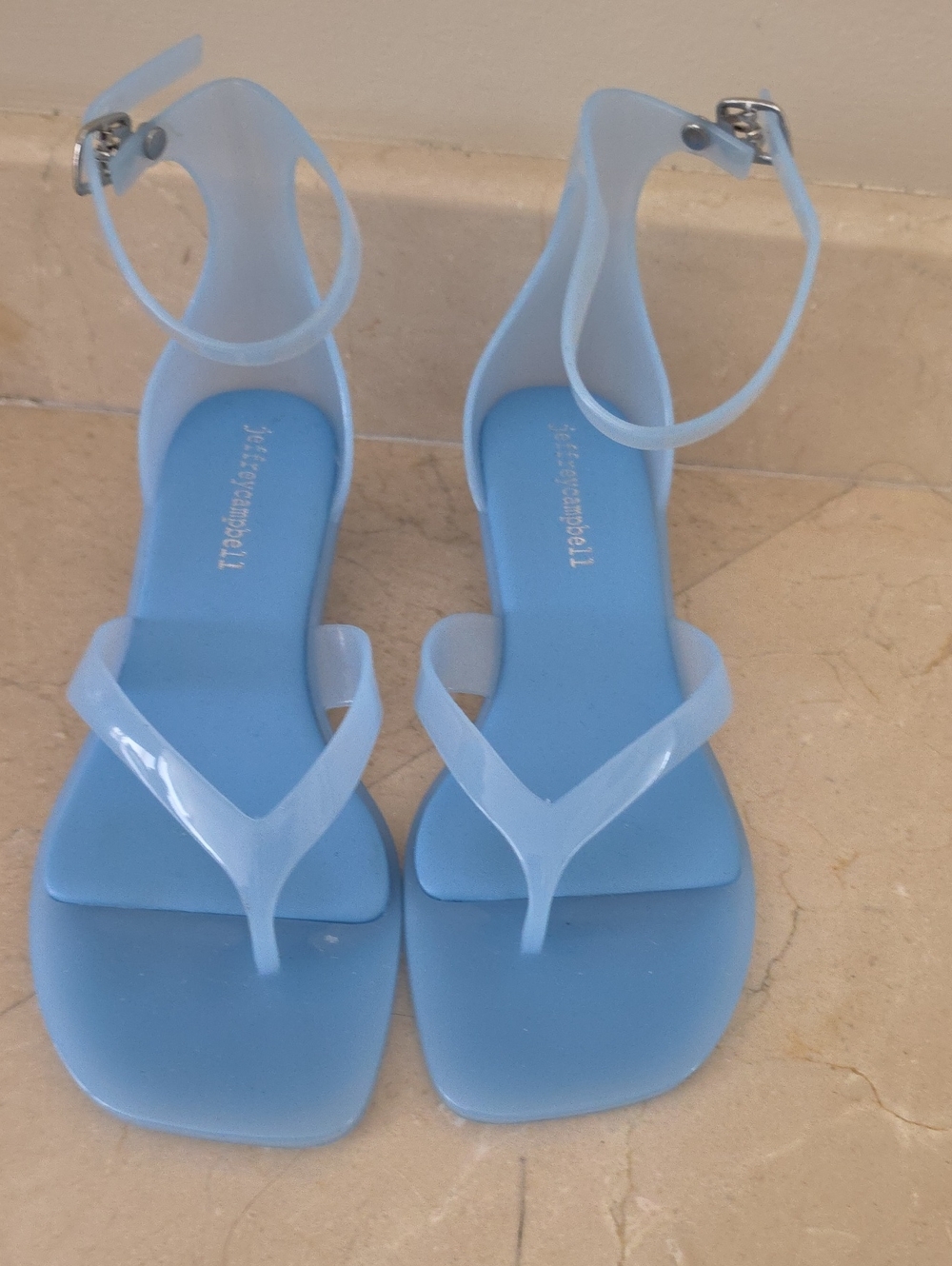 Light Blue Women's Ankle-Strap Jelly Sandals